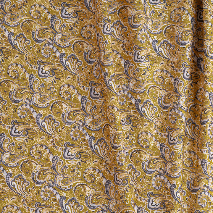 Ethnic Deep Mustard Digital Printed Linen Lookalike Cotton Slub