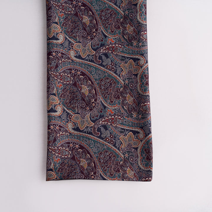 Traditional Paisley Digital Printed Cupro Silk