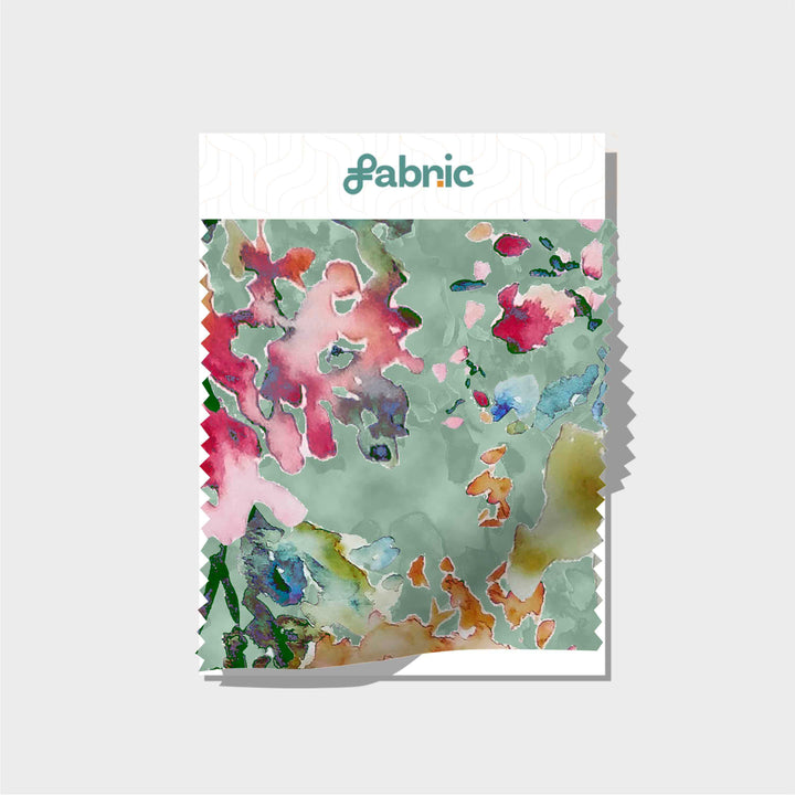 Abstract Floral Digital Print On Cupro Silk