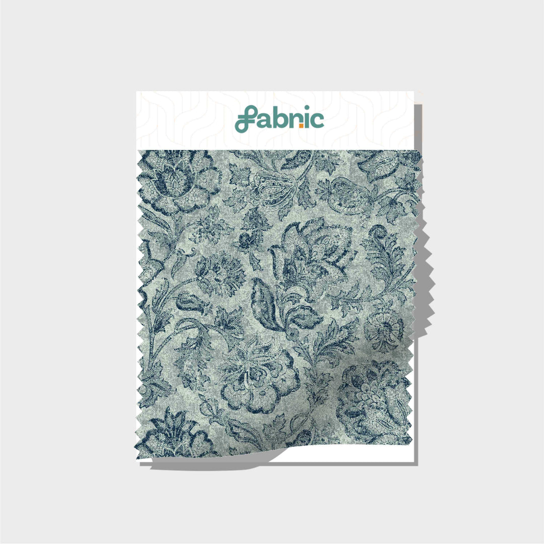 Vintage Floral Digital Print On Cupro Silk