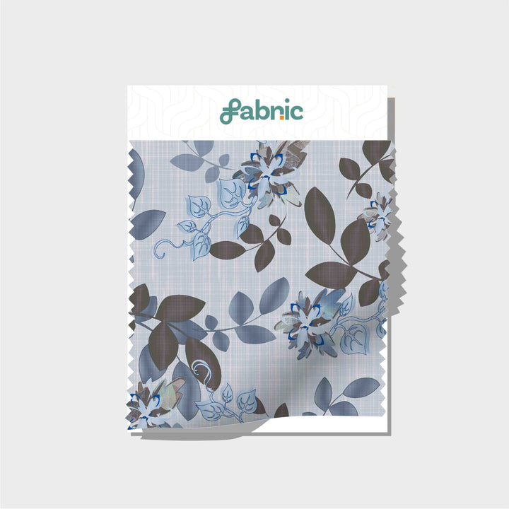 Vintage Leaves Digital Print Pure Linen Fabric