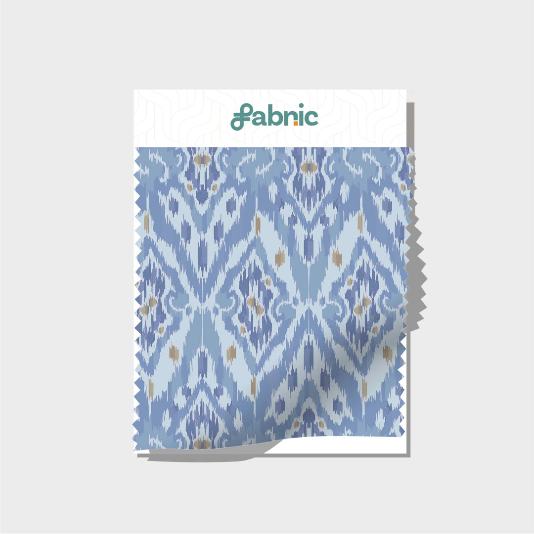 Blue Flowy Drapey with Abstract Design Digital Printed Crepe