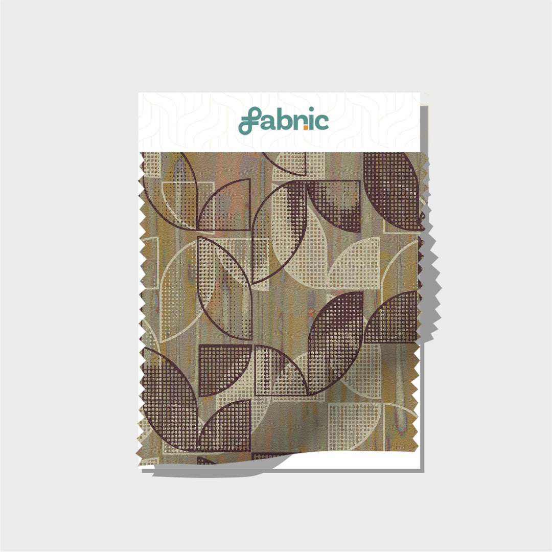 Geometric Leaves Digital Printed Linen Lookalike Cotton Slub