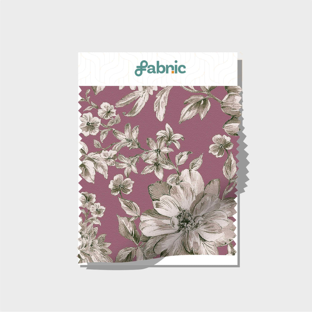 Vintage Floral Digital Printed Cotton Slub