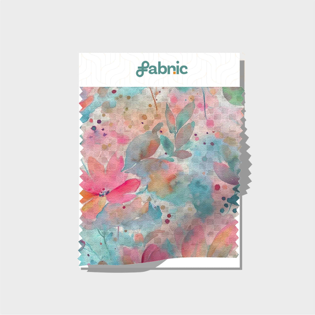 Bright Floral Digital Printed Fresh Wrinkled Chinnon