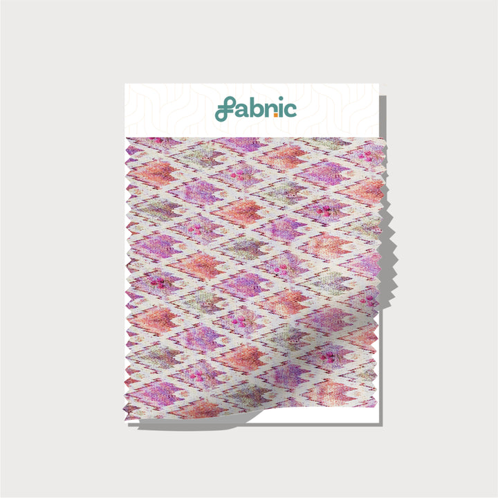 Pink & Purple Geometric Charm Digital Print Pure Cotton Cambric Fabric