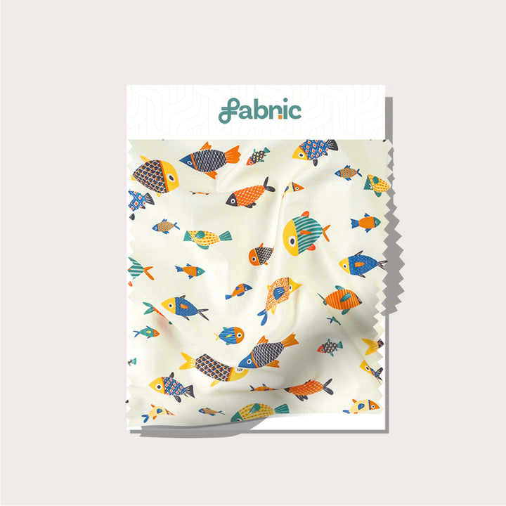 Fintastic Fish Digital Print Compact Cotton Satin