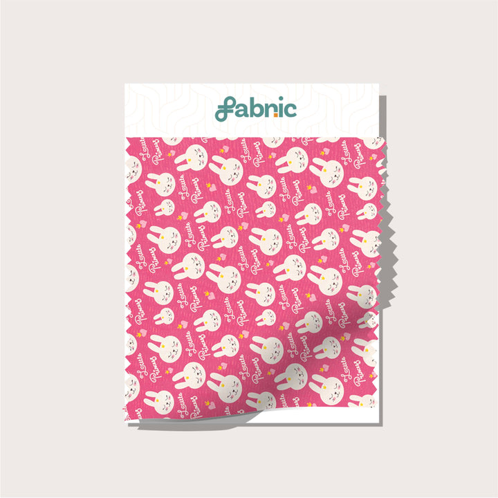 Hoppy Hearts Bunnies Digital Print Pure Cotton Cambric Fabric