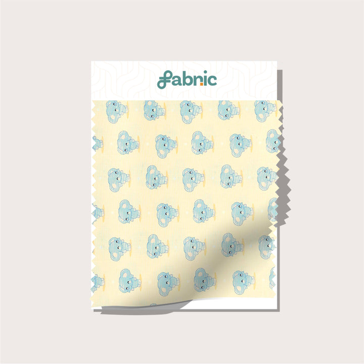 Cheerful Elephants Digital Print Pure Cotton Cambric Fabric