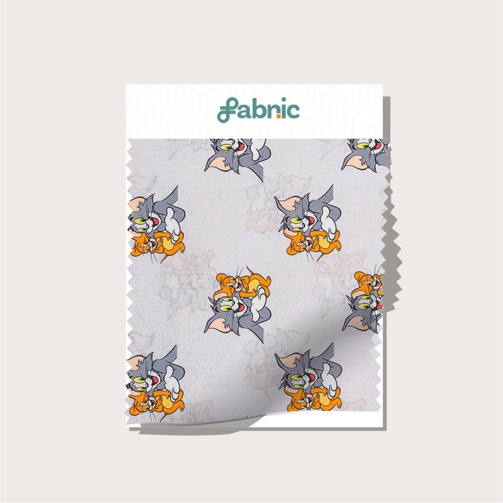Tom and Jerry Fun Digital Print Pure Cotton Cambric Fabric