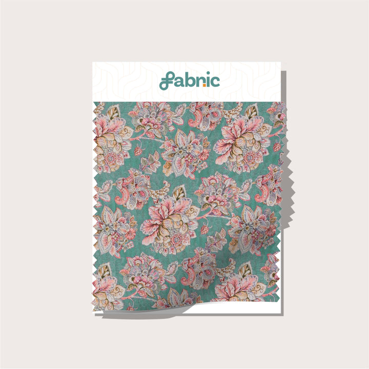 Vintage Inspired Floral Pattern Digital Print Japanese Cotton Satin