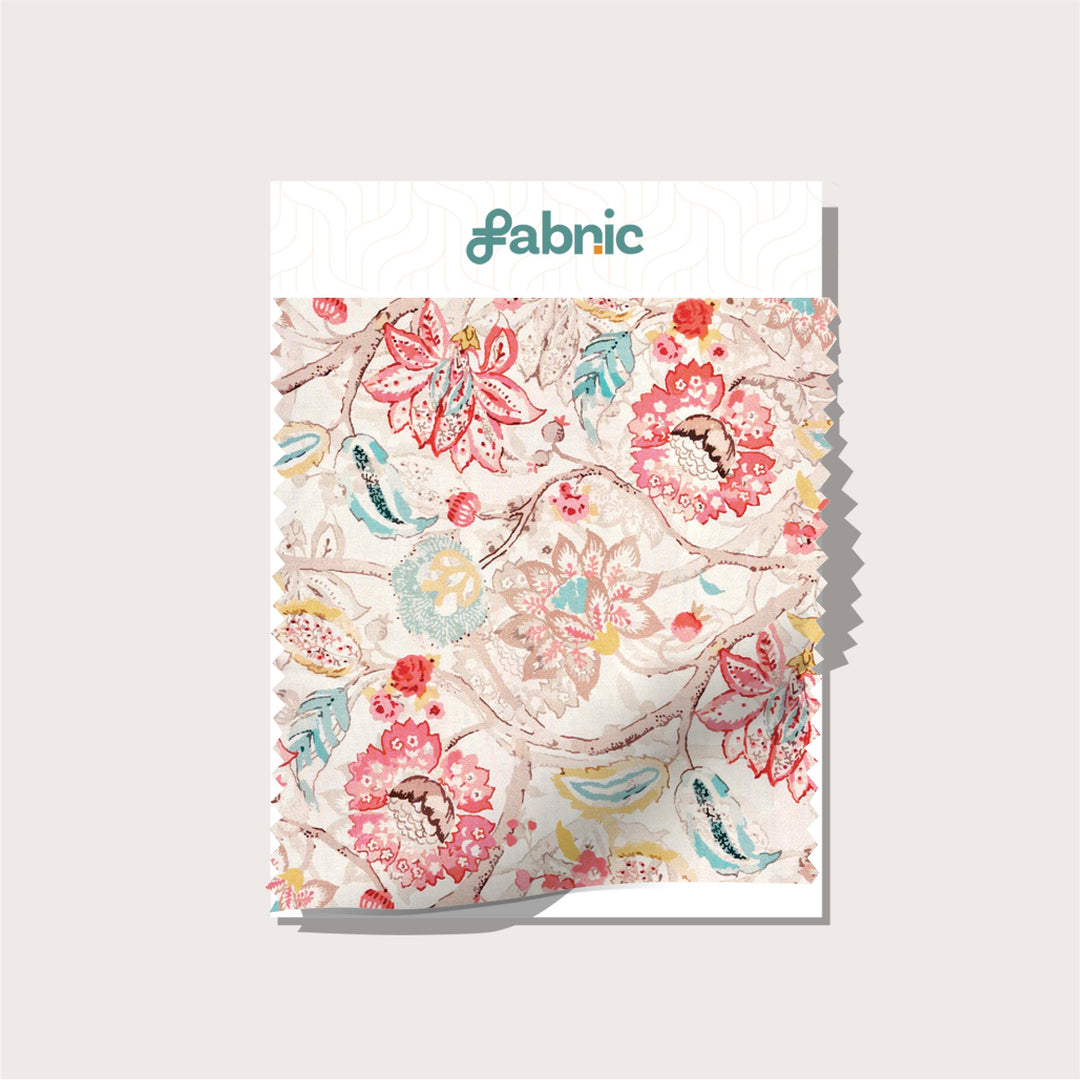 Chic Floral Jaal Digital Print Japanese Cotton Satin