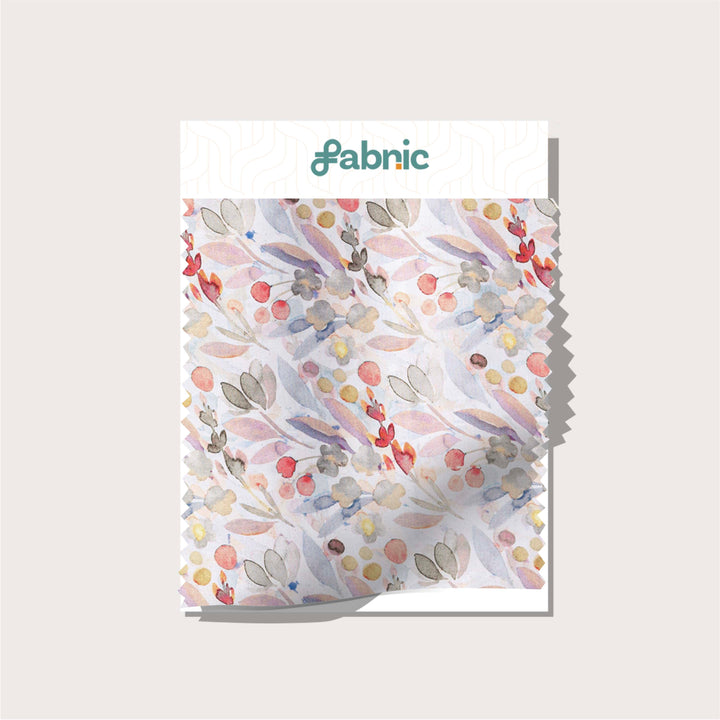 Pink & Blue Floral Digital Print Japanese Cotton Satin